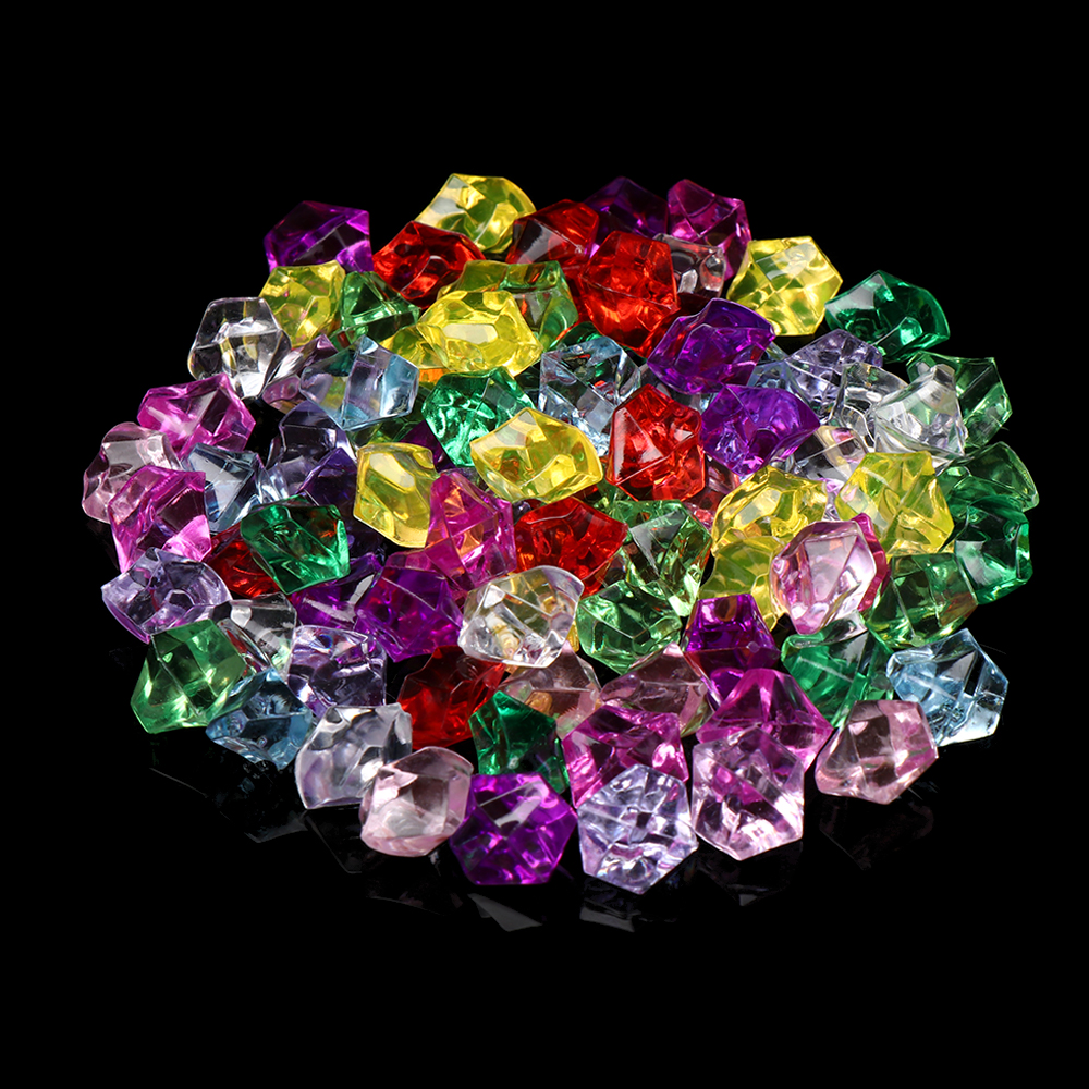 50Pcs/bag Colorful 1.4*1.1cm Aquarium Acrylic Stones Crystal Ice Cubes Decor Vase Filler Pebble Fish Tank Decor Flower Pot Decor