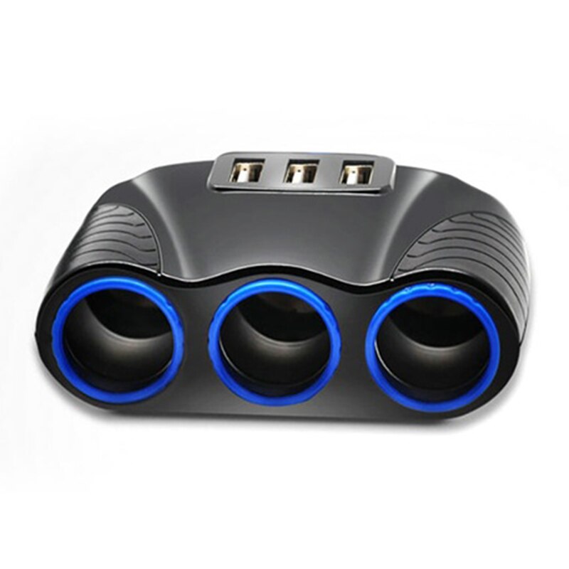 Sigarettenaansteker 3 Usb-poort 3.1A Blauwe Led Sigarettenaansteker Splitter Hub Power Adapter 12V-24V Voor Ipad Telefoon