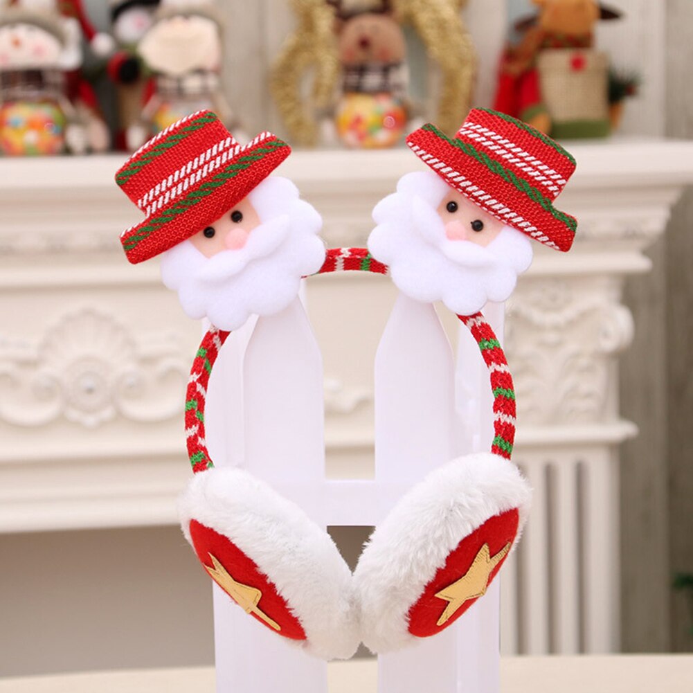 Christmas Luminous Earmuffs Cute Cartoon Ear Warmers Winter Xmas Headband Headwear Adult Children Christmas Ornaments