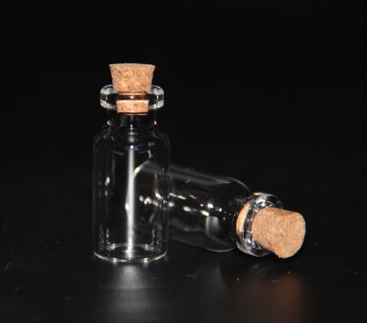 200pcs/lot 16*35mm 2ml Small Mini Cork Stopper Glass Bottles Vials Jars Containers Small Wishing Bottle Glass Craft Glass Bottle