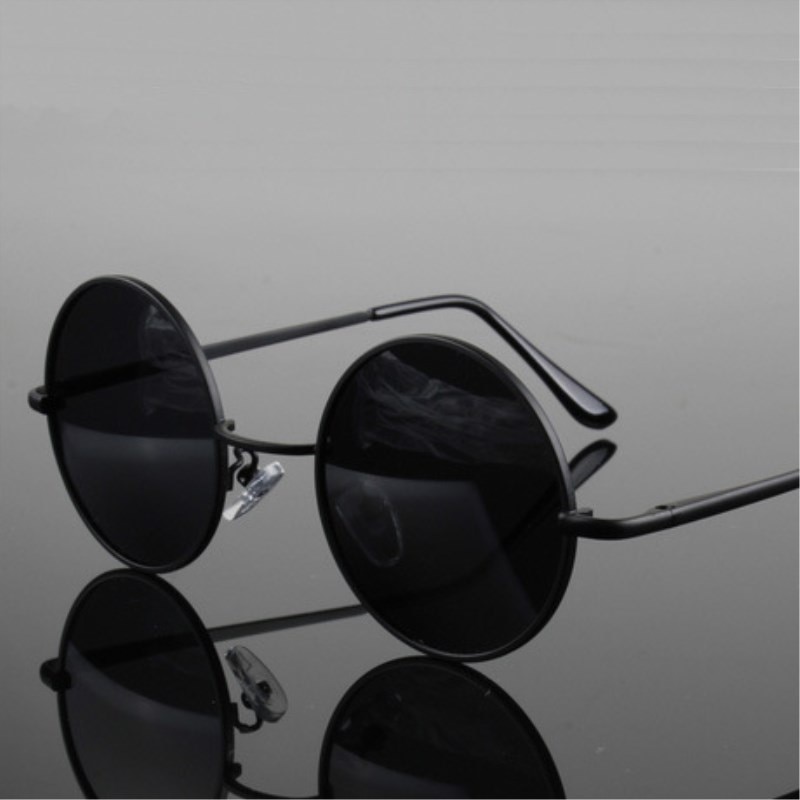 Jaxin retro polariserede runde solbriller mænd sorte klassiske solbriller kvinder mærke rejser metalstel briller  uv400 okulary
