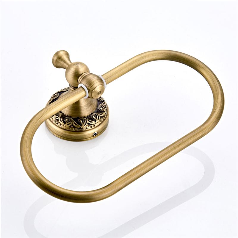 Toallero de cobre de estilo Retro, gancho colgante ovalado, soporte de estante de toalla montado en la pared, accesorios de baño clásicos