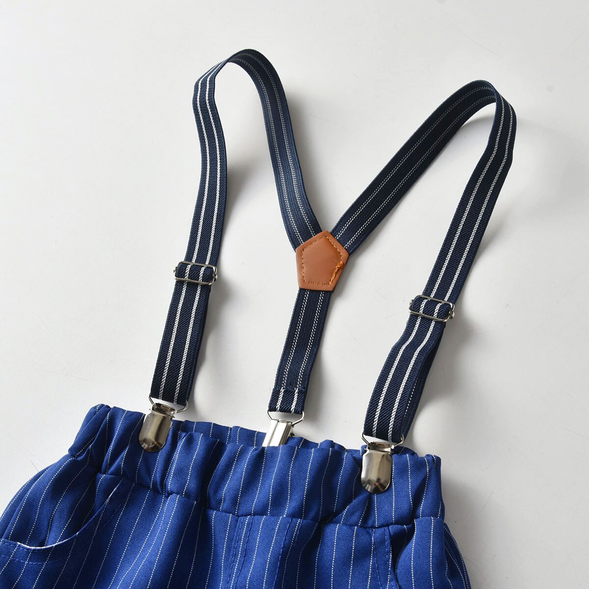 Enfants rayé salopette enfant en bas âge garçon vêtements enfants jarretelles Shorts été élastique bande bas amovible en forme de Y combishort