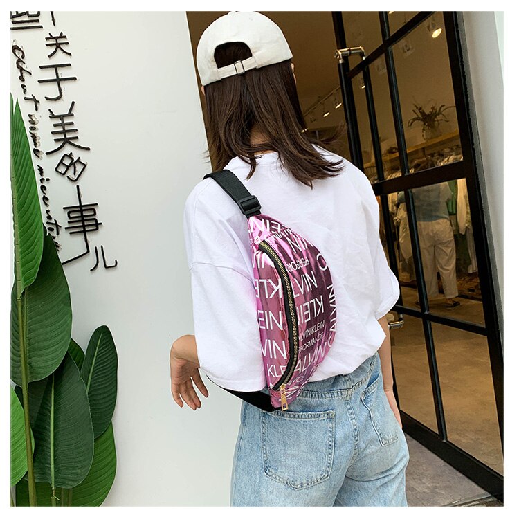 Frauen Männer PU Leder Taille Tasche knapp Drucken fanny Packungen Männer fanny Packungen für Frauen unisex Brust Tasche lässig Taschen: Rosa