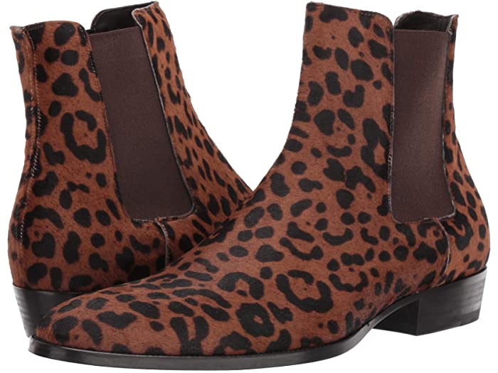 Men Pu Leather Slip-on Ankle Boots Pointed Toe Low Heel Shoe Male Casual Classic Leopard Style Chelsea Boots TV810: 38