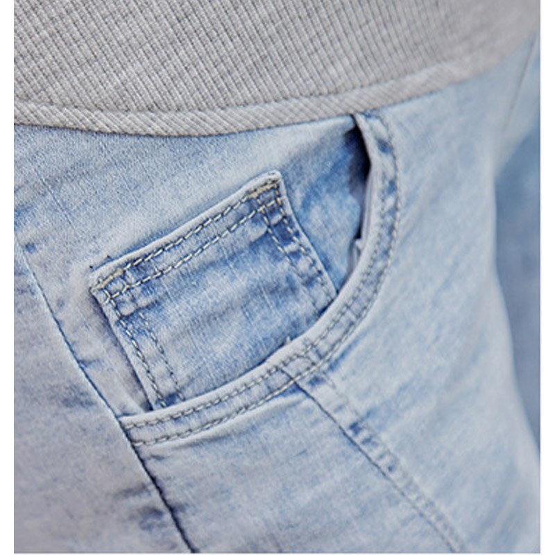 Vintgae vaskede denim barseljeans til gravide kvinder tøj elastik talje mave løse bukser gravid tøj