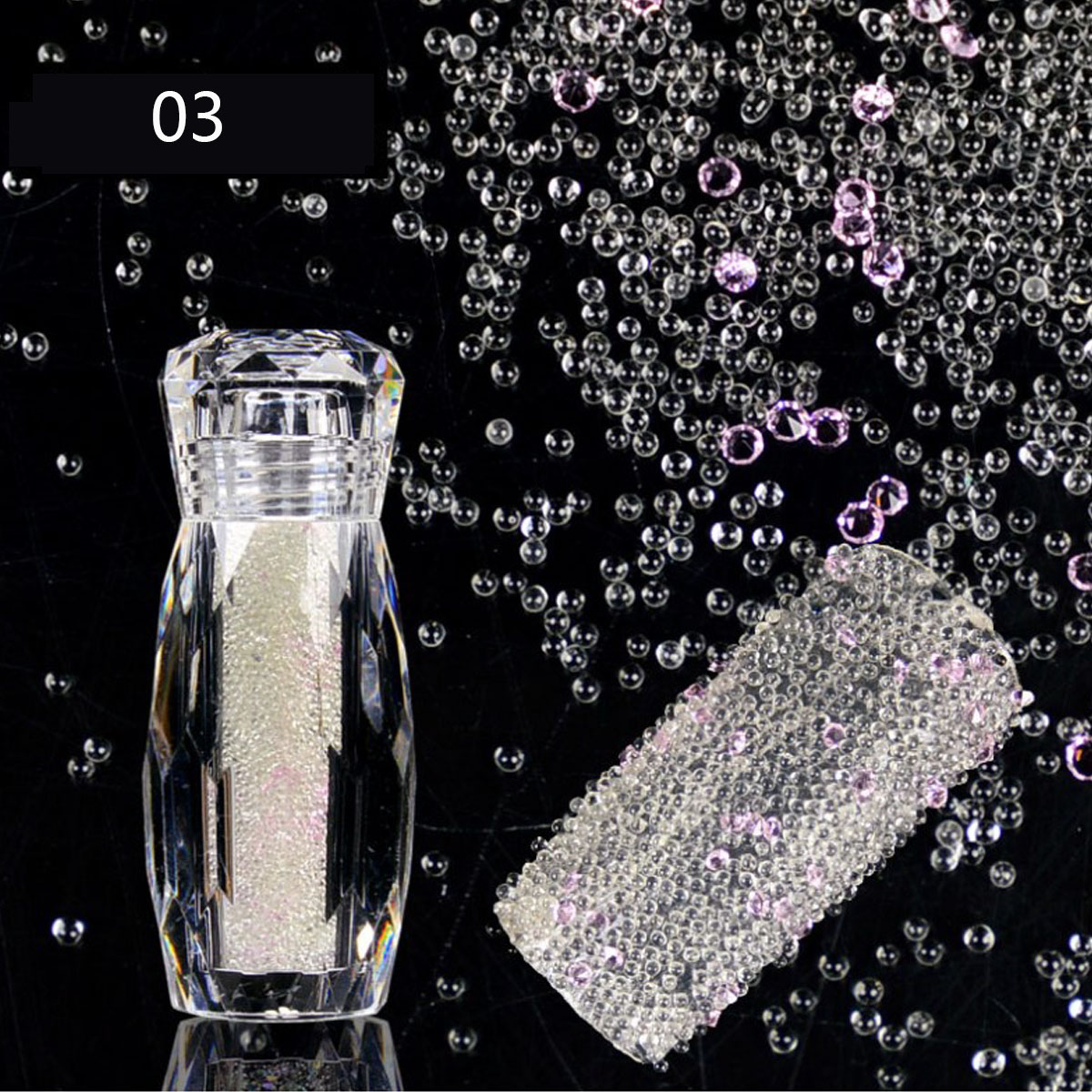 style 1 Bottle Mini Caviar Beads Crystal Tiny Rhinestones Glass Micro Bead For 3D Glitter Nail Art Decorations: 03