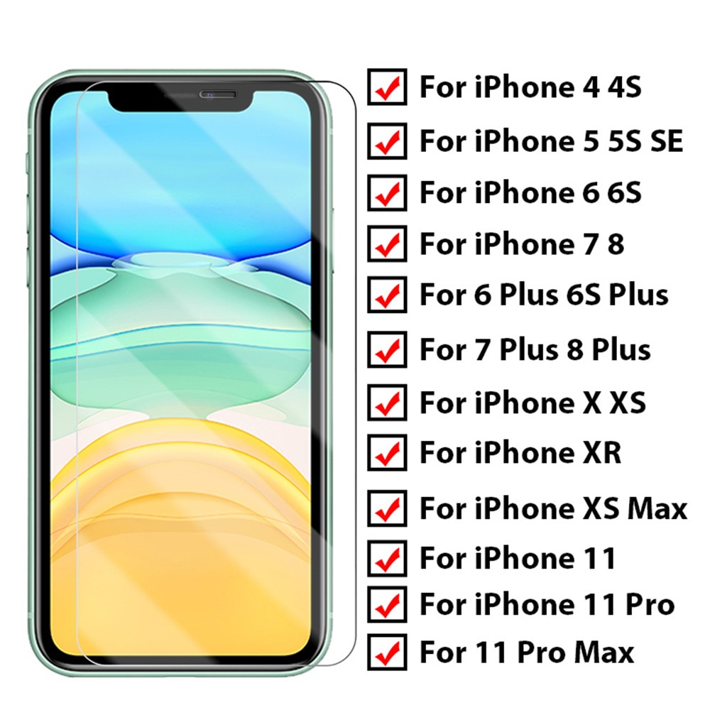 Verre de protection complet sur iPhone X XS 11 Pro Max XR 7 8 6s Plus 5 SE protecteur d'écran verre trempé pour iphone 11 Pro verre