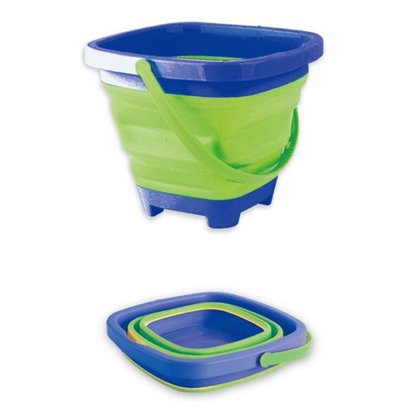 Portable Beach Bucket Sand Toy Foldable Collapsible Multi Purpose Plastic Pail: Green
