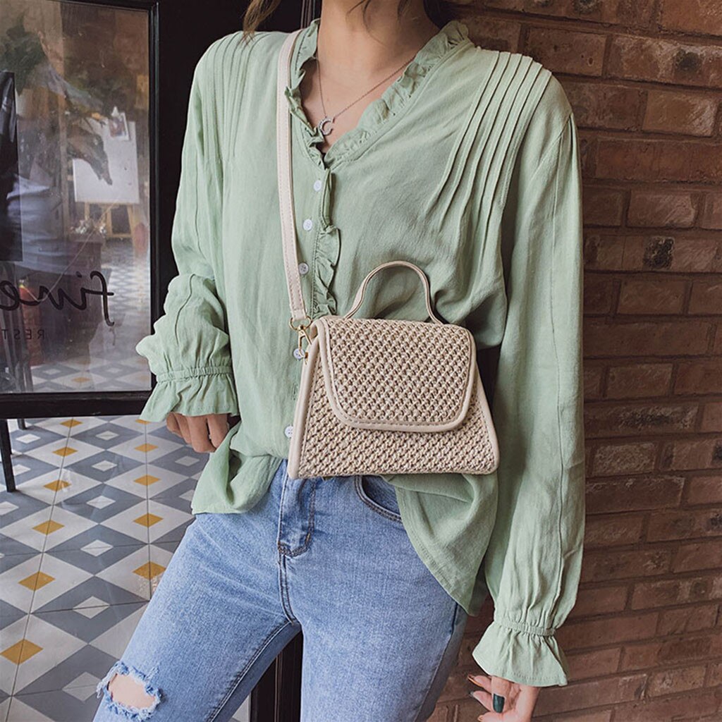 Vintage rotin sac femme été tissé sac à bandoulière femme fait main sac à main fourre-tout femme sacs sur épaule bolso mimbre redondo