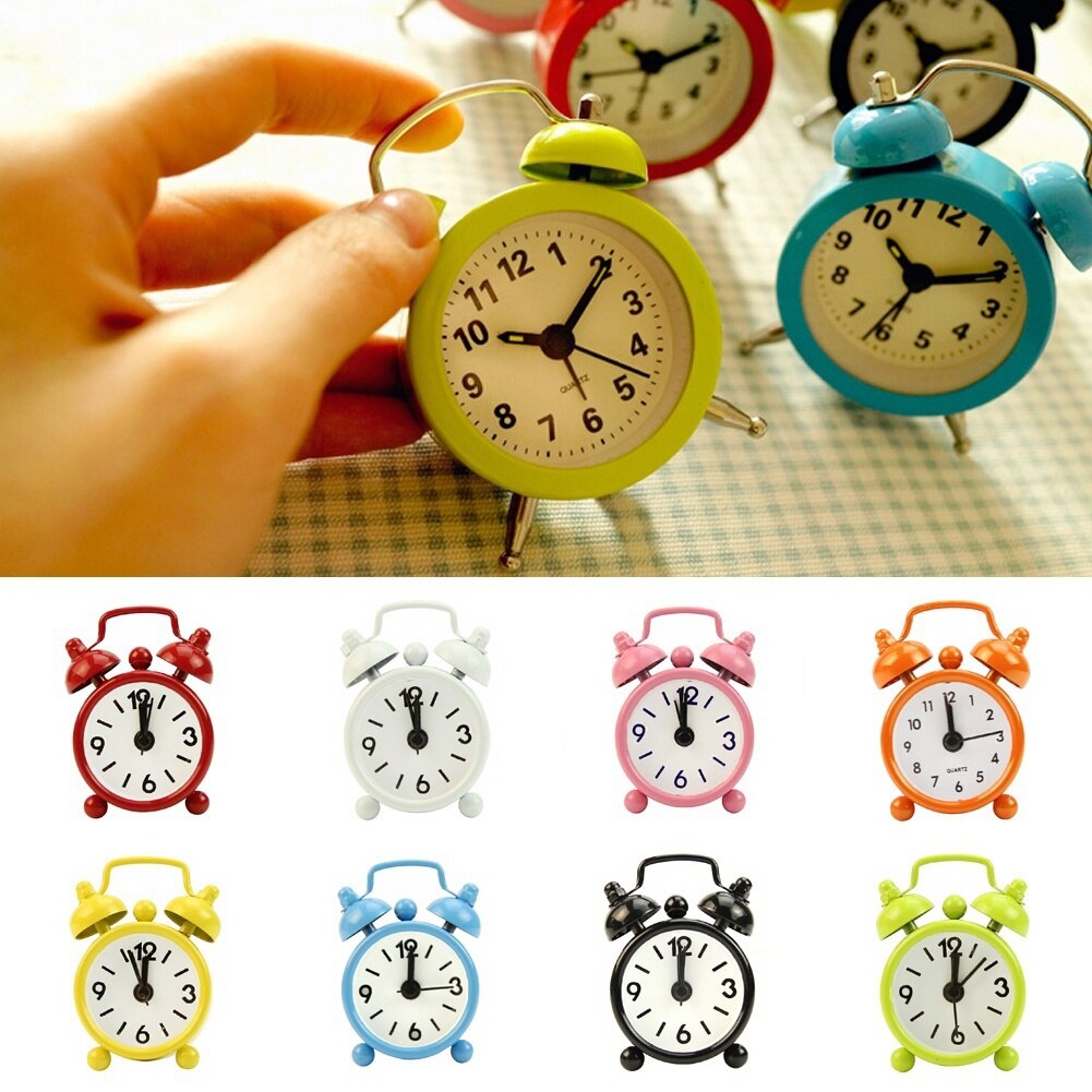 Mini clásico reloj de alarma electrónica número doble campana mesa de escritorio resistente cuarzo Digital Reloj Retro Decoración para la casa Mona