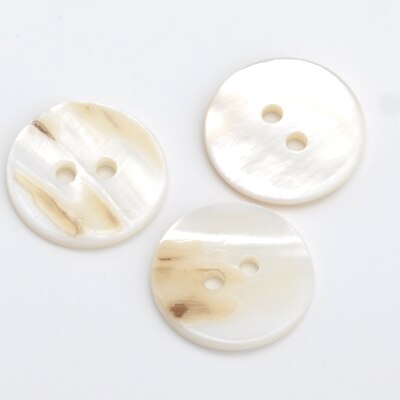 100pcs/lot real Natural shell buttons 12.5mm/15mm/20mm 2-hole flat mother of pearl buttons thick button SHELL006: 20mm