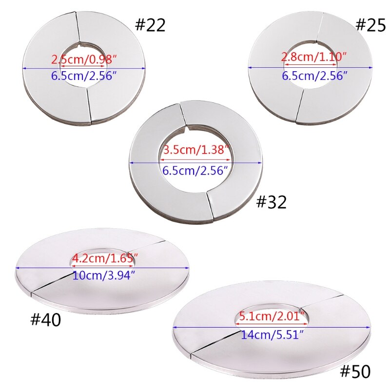 Stainless Steel Split Round Escutcheon Plate Wall Split Flange for 24/28/35/42/51mm Diameter Pipe Bathroom Accessories