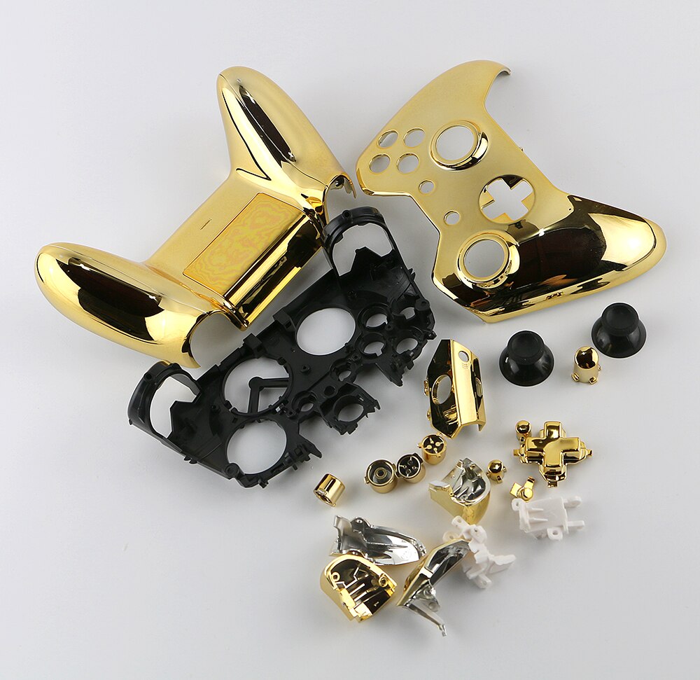 1set di Ricambio Chrome Completa Borsette E Bottoni Mod Kit per Xbox Un Controller Custom Alloggiamento Della Copertura Per Xbox One: F full set gold