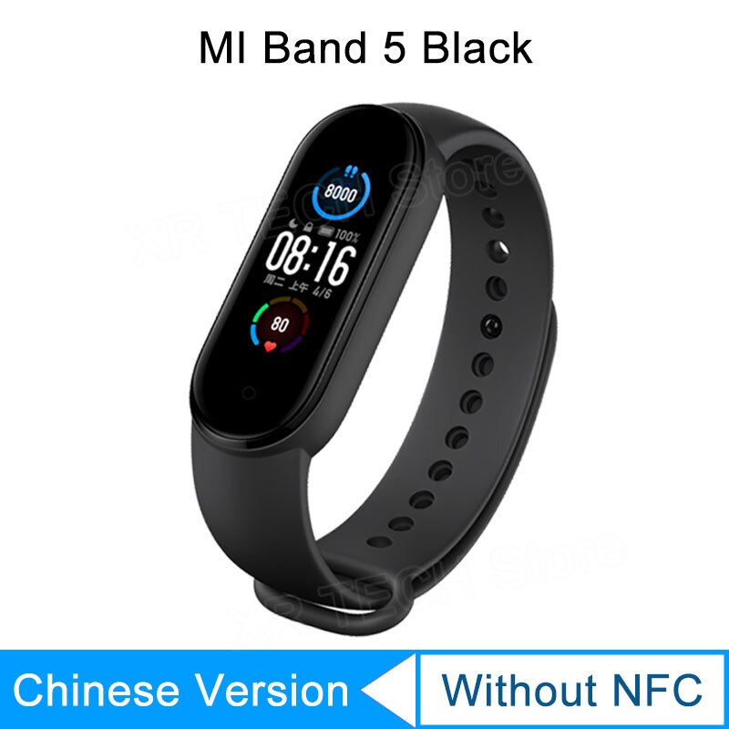 Xiaomi Mi Band 5 Smart Bracelet AMOLED Screen Miband 5 Smartband Fitness Wristband Band Heart Rate Monitor Bluetooth Waterproof: CN Version-D