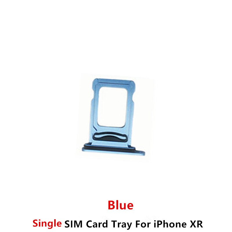 Single Double SIM Card Tray Holder Slot For iPhone XR SIM Holder Slot Tray Container Adapter Replacement Part: Blue Single SIM