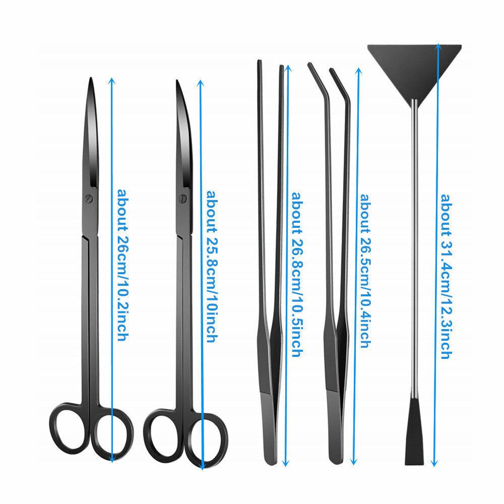 6 PCS/lot 10" Aquarium Cleaning Tools Aquascaping Landscaping Tool Kits Stainless Steel Aquatic Plants Scissors Tweezers Set