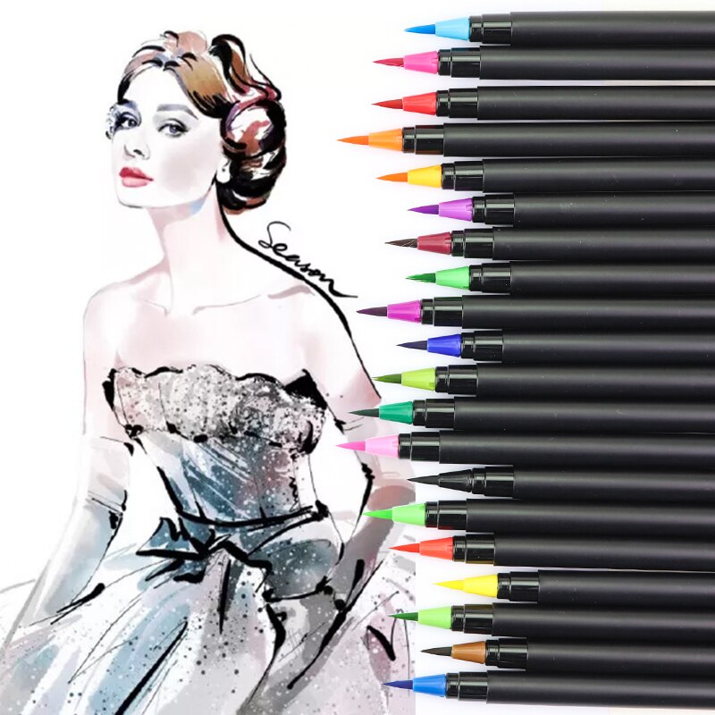 Aquarel Brush Marker Pen 20/24 Kleuren Wasbare Zachte Hoofd/Tip Glad Inkt Borstel Voor Chinese Inkt Schilderij Hand Geschilderd graffiti