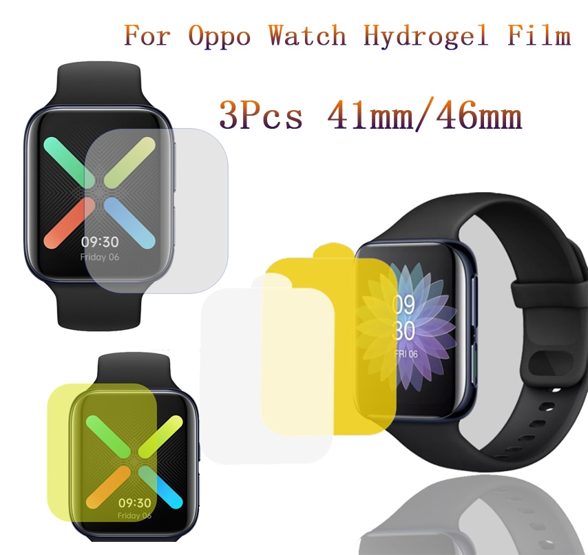 3 st klassiska tpu hydrogelfilmer reptåliga för oppo watch 46mm / 41mm sport smart watch filmer skärmskydd
