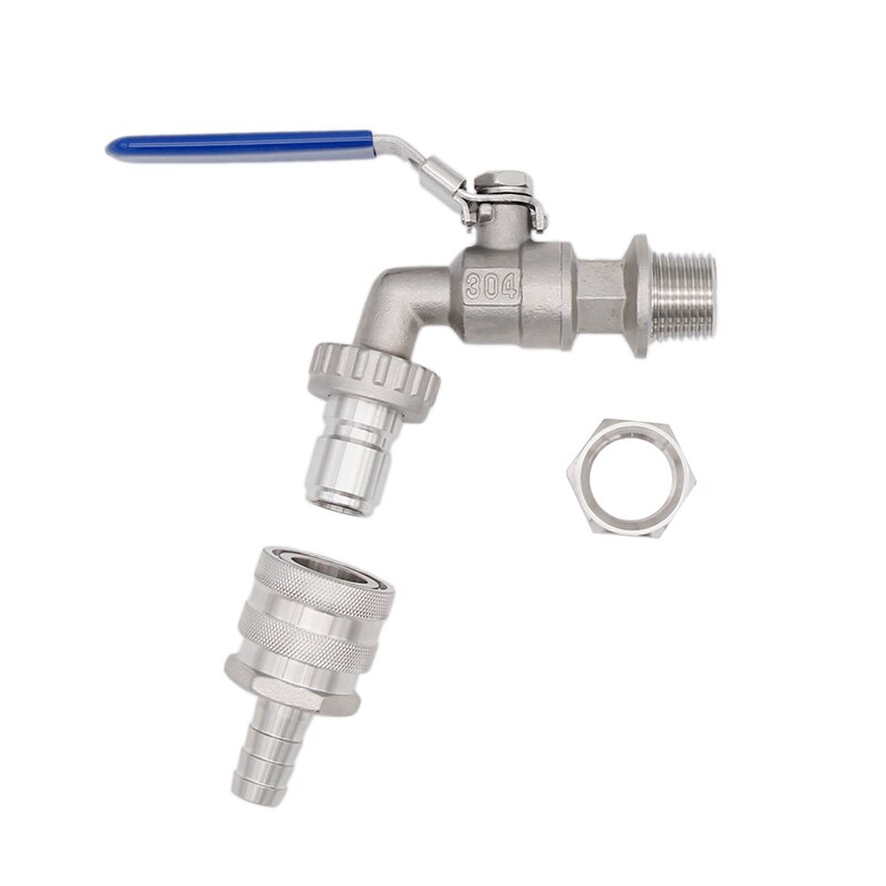 Beer & Wine Stainless Weldless Quick Disconnect Ball Valve Kit 1/2"NPT Homebrew Mash Tun Boil Kettle HLT Ball Valve Replacement