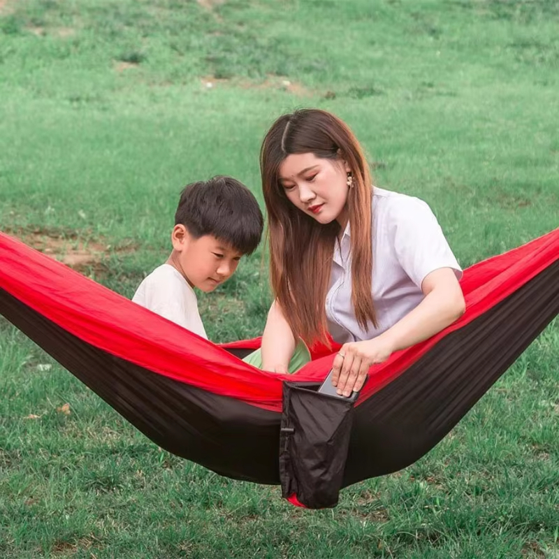 Hamac de camping portable en nylon, lit-balançoire, tissu parachute, durable, patchwork, pour randonnée jardin