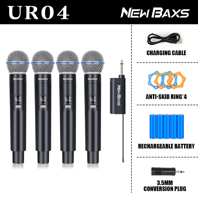 Wireless Microphone 2 Channel UHF Fixed Frequency Dynamic Microphone Party Karaoke Meeting Church Show Mic