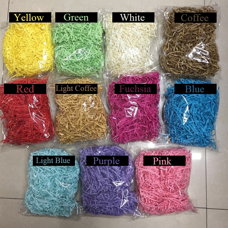 2 poser raffia strimlet krøllet papir konfetti boks fyllmateriale bursdag bryllupsfest rekvisita