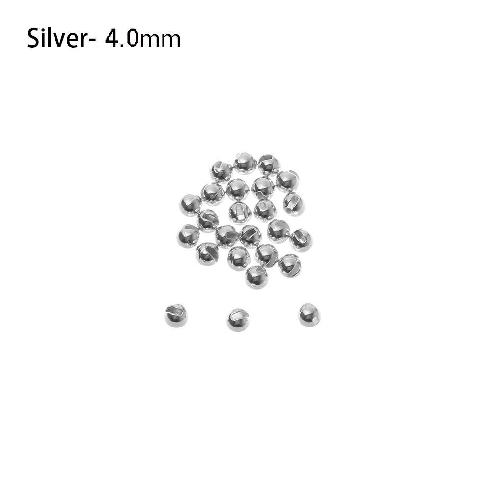 25 PCS/Lot 2.5/3.0/3.5/4.0mm Slotted Tungsten Alloy Beads Fly Tying Beads Nice Fly Tying Material Fishing Accessories: Silver-4.0mm