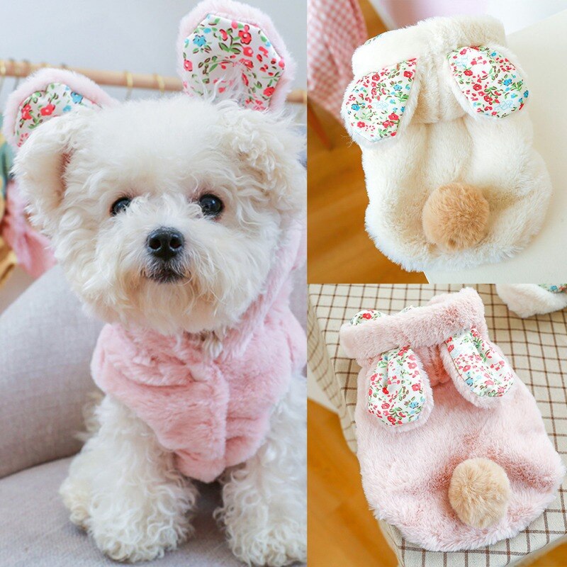 Ropa suave y cálida para Perro, abrigo para Chihuahua, Yorkshire, bonito conejo Floral