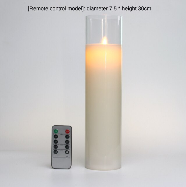 Glass Flameless Candles Set 8" 10" 12" Battery Operated Real Wax Pillars Glass LED Candles With Remote Control Cycling Timer: 1 pcs 12 inch set