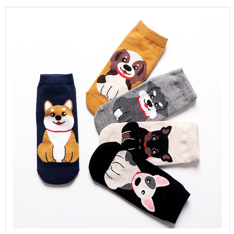 Lente Herfst Mode Schattige Dier Vrouwen Katoen Korte Sokken Tij Hond Kawaii Bull Terrier Beagle Japanse Casual Gelukkige Grappige Sokken