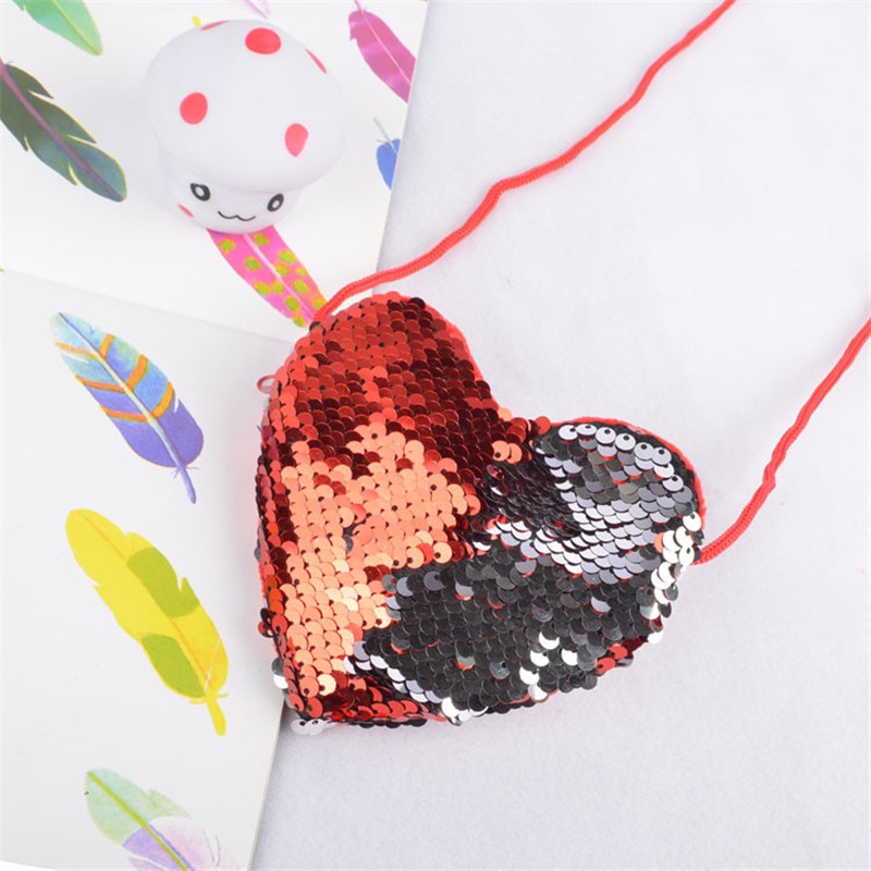 Nette Mini Tasche Frauen Neue Mädchen Meerjungfrau Pailletten Geldbörse Herz Brieftasche Mini Umhängetasche Cartoon Handtaschen Sac Femme v15