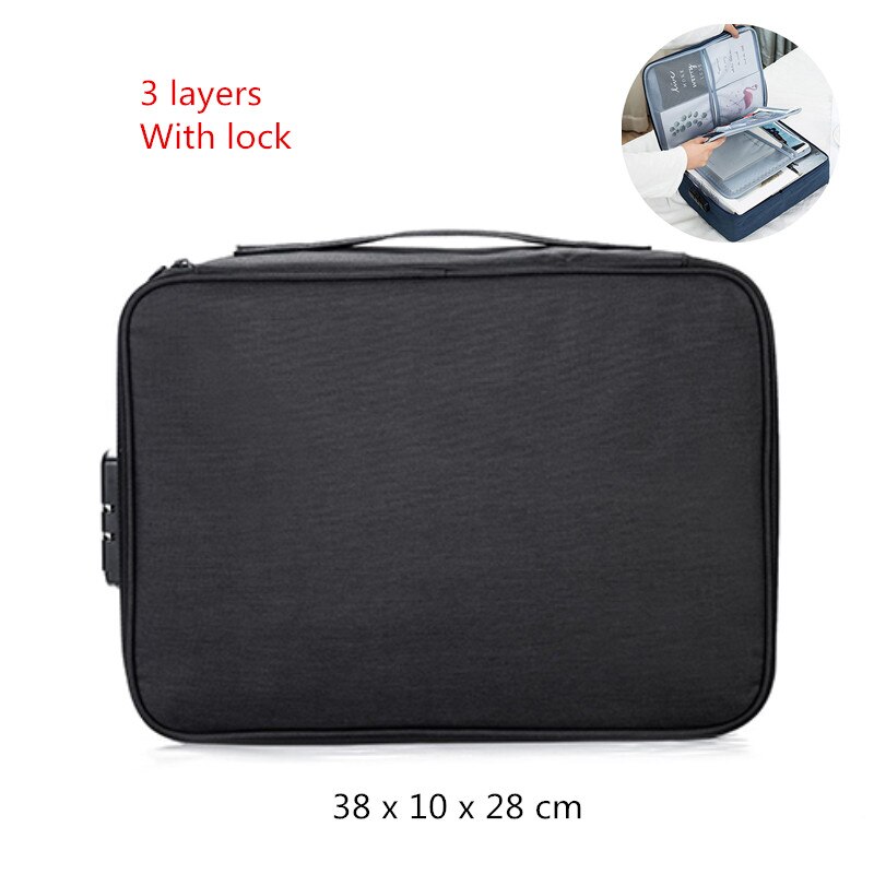 Męska wodoodporna teczka biznesowa torba Oxford dokument Ipad elektroniczna torba do przechowywania plików organizator etui akcesoria ręczne przedmioty: C Black