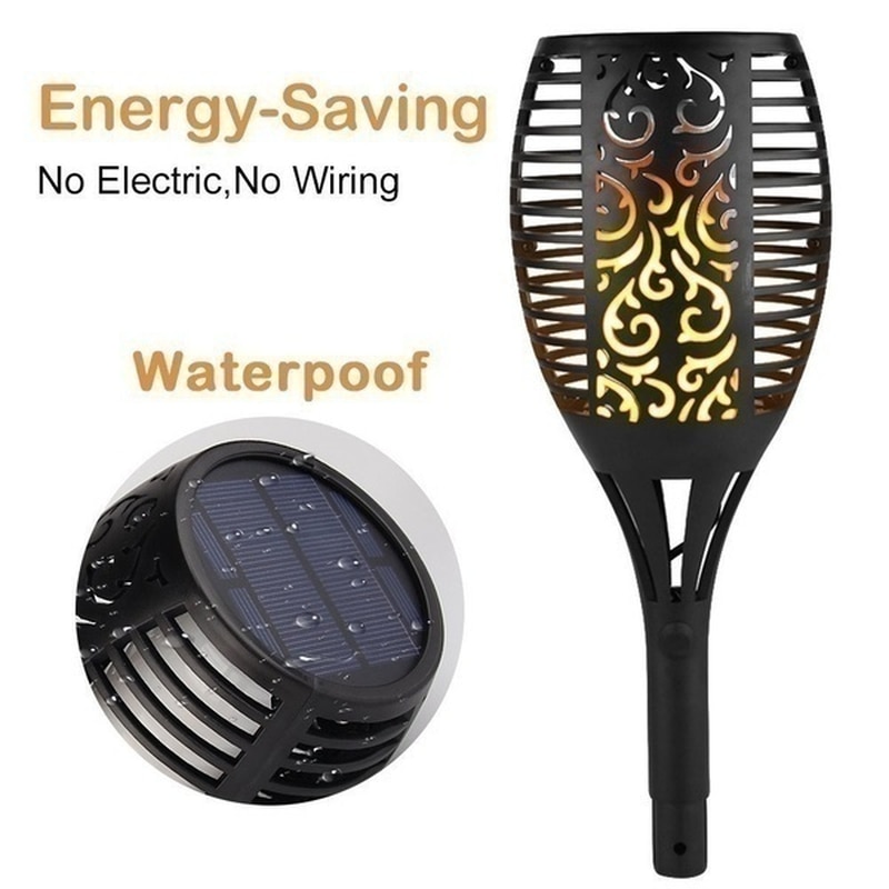 96 LED Solar Tiki Torch Outdoor Waterproof Flame Lights Lantern Lamp Garden Pathways Yard Patio Torch Lights Decor