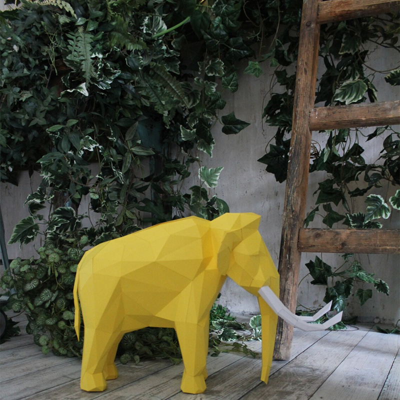 Papercraft-modelo de papel para bricolaje, escultura de papel 3D de elefante polivinílico bajo, de decoración artística para el hogar, juguete para hecho a mano
