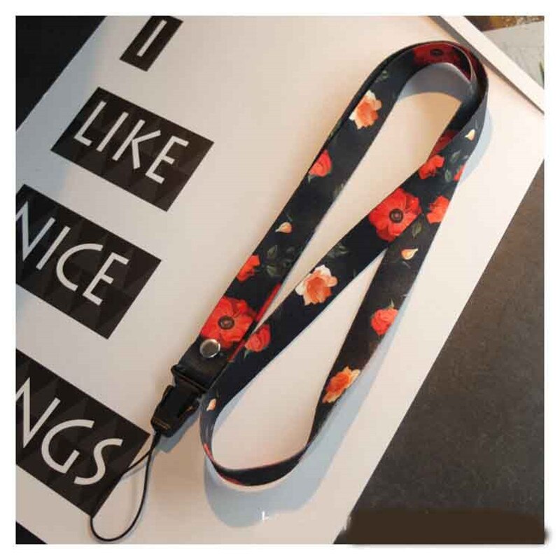 Cordón de flores, correa de cuello para llaves, tarjeta de identificación, correas de teléfono móvil para Huawei sujección de insignia y USB, cordón de cuerda para colgar DIY