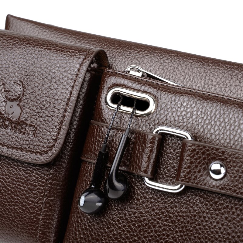 Sacchetto della Vita degli uomini, Colore Solido Multiuso Petto Sacchetto di Crossbody Bag per I Ragazzi, Nero/Marrone