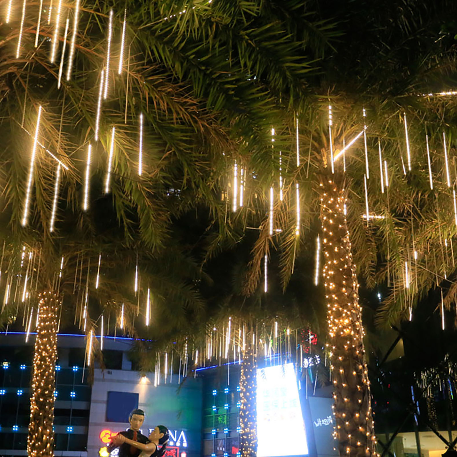 Meteor Shower Lights Icicle Rain Falling Snow LED Lights 30cm 8 Tubes: EU Warm White