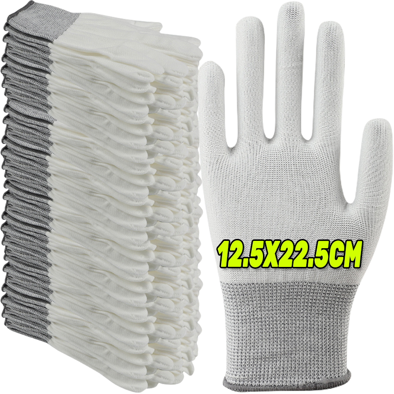 1/10 Paar antistatische Handschuhe, antistatisch, ESD, elektronischer Arbeitshandschuh, PU-beschichtet, handflächenbeschichtet, rutschfest, für den Fingerschutz: Grau / 2