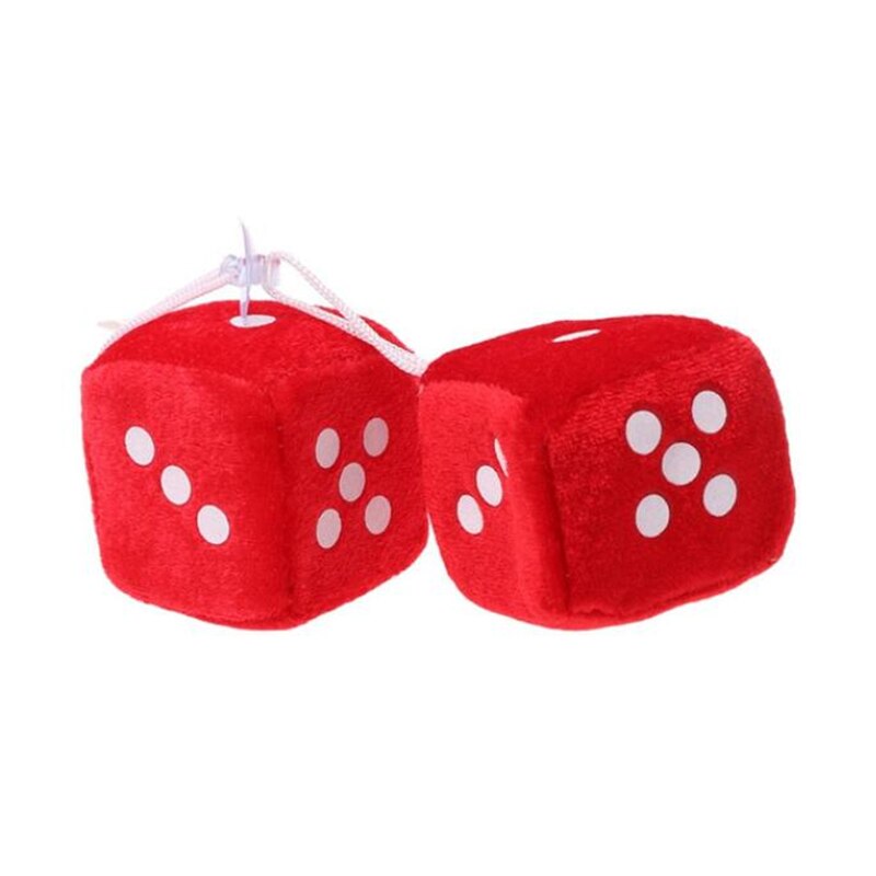 2 stk/parti bil plys vedhæng med diffuse terninger punkter bakspejl krog dekoration bil stil tilbehør bil dekoration: Rød