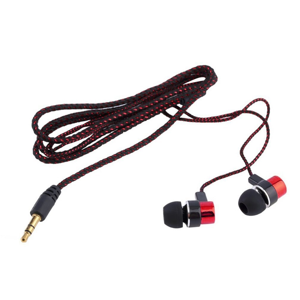 Oortelefoon Gevlochten Bedrading Super Bass In Ear Music Oortelefoon Hifi Stereo Oordopjes Geluidsisolerende Sport Koptelefoon Met Microfoon: Rood