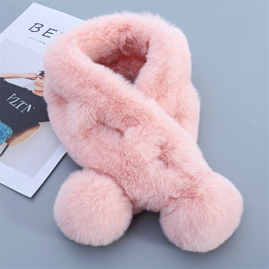 Enfants hiver écharpe pompon bébé écharpe garçons filles cou écharpes à tricoter avec fourrure boule foulard echarpe foulard A20: Pastèque rouge