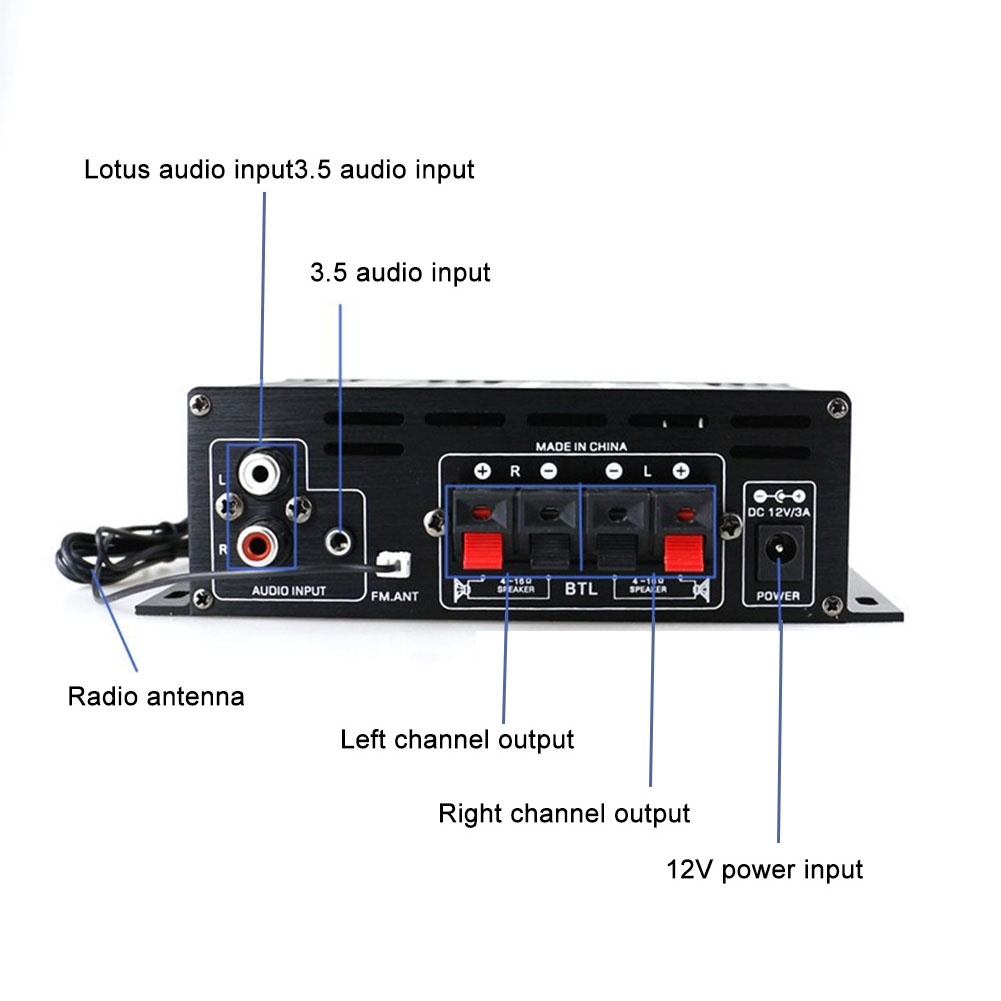Amplificador Bluetooth AK380, 800W, Audio HiFi, Karaoke, cine en casa, 2 canales de potencia, Clase D, USB, SD, AUX,