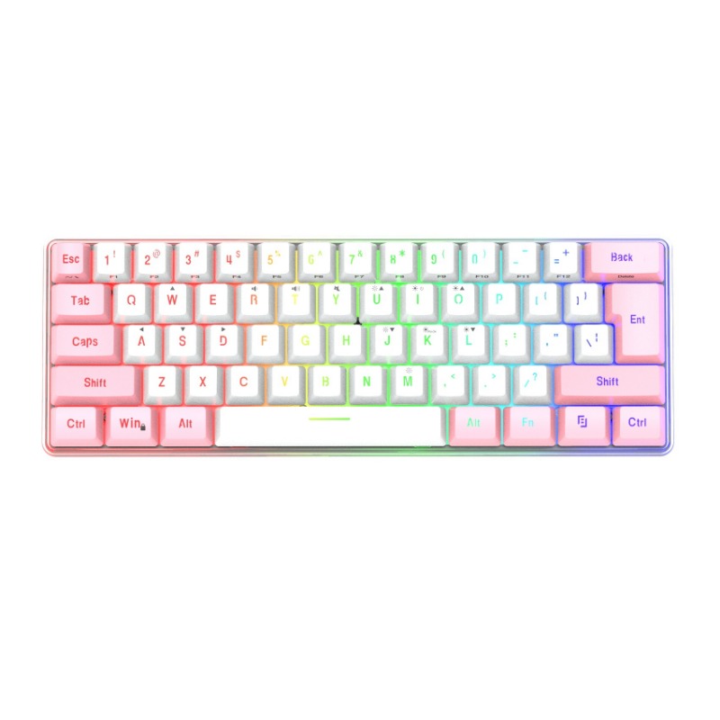 61 key notebook desktop wired gaming mini keyboard RGB illuminated keyboard: pink
