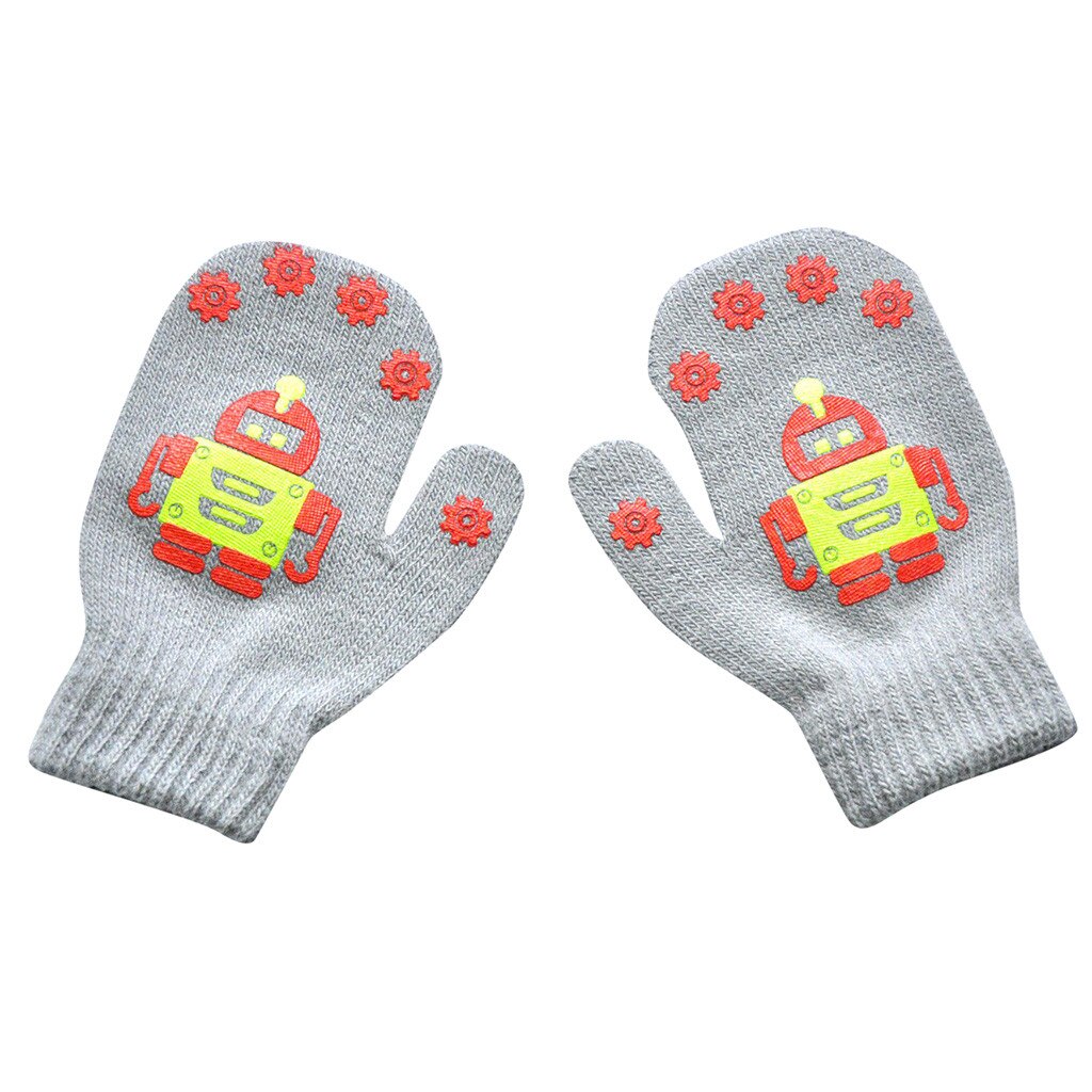 Enfants gants mignon Robot imprimer gants hiver tricot -né moufles épais enfants enfants garder le doigt au 1-4 ans: GY