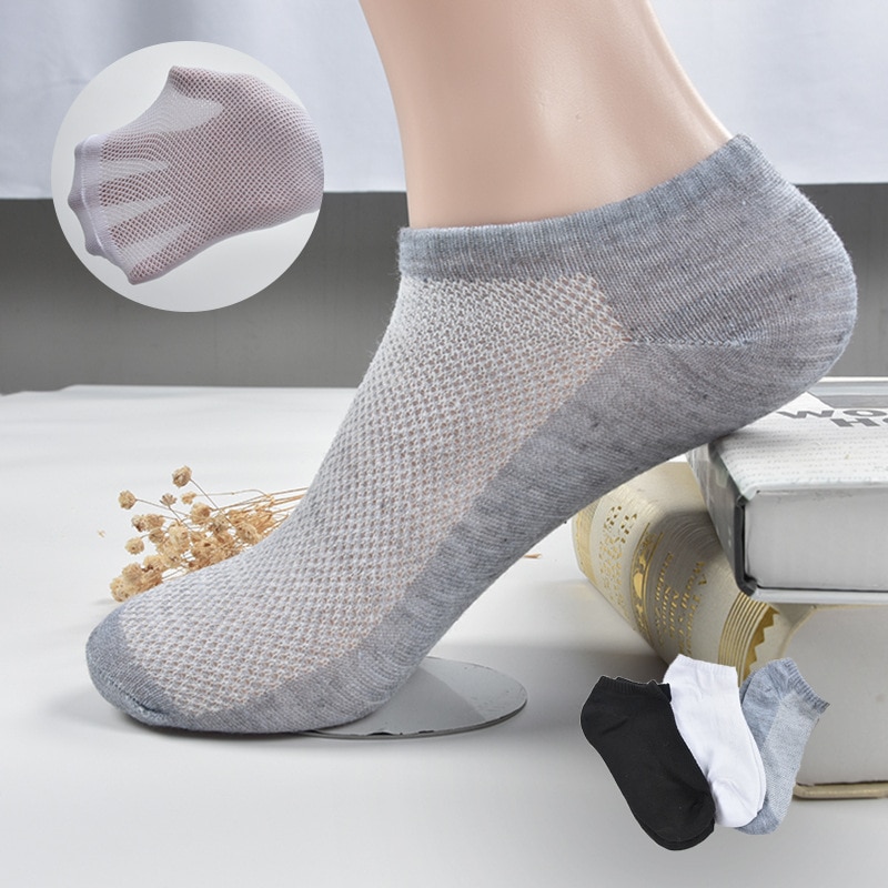 20 stuks = 10 paar effen mesh herensokken onzichtbare enkelsokken heren zomer ademende dunne herenbootsokken