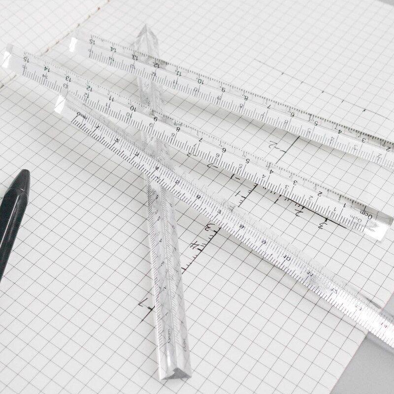 15cm Transparent Simple Triangular Prism Rulers Straight Ruler Scale on Both Sides Acrylic Measuring Tools