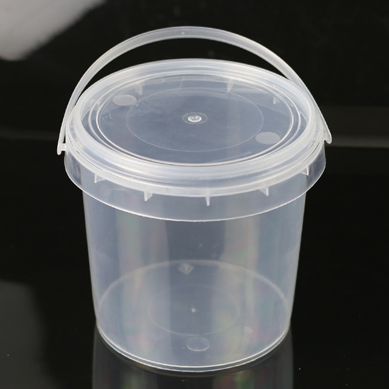 Transparent Plastic Bucket with Handle and Lid Good Sealing Storage Container Portable Laundry Condensation Bead Storage Box