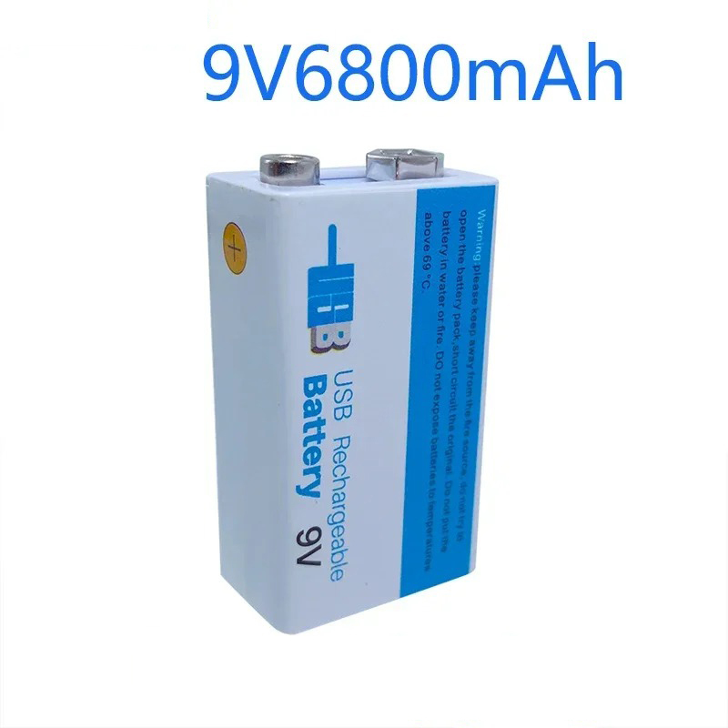 Batería recargable de iones de litio de 9V y 6800mAh, baterías Micro USB de litio de 9 v para multímetro, micrófono, juguete, Control remoto, uso KTV: Morado