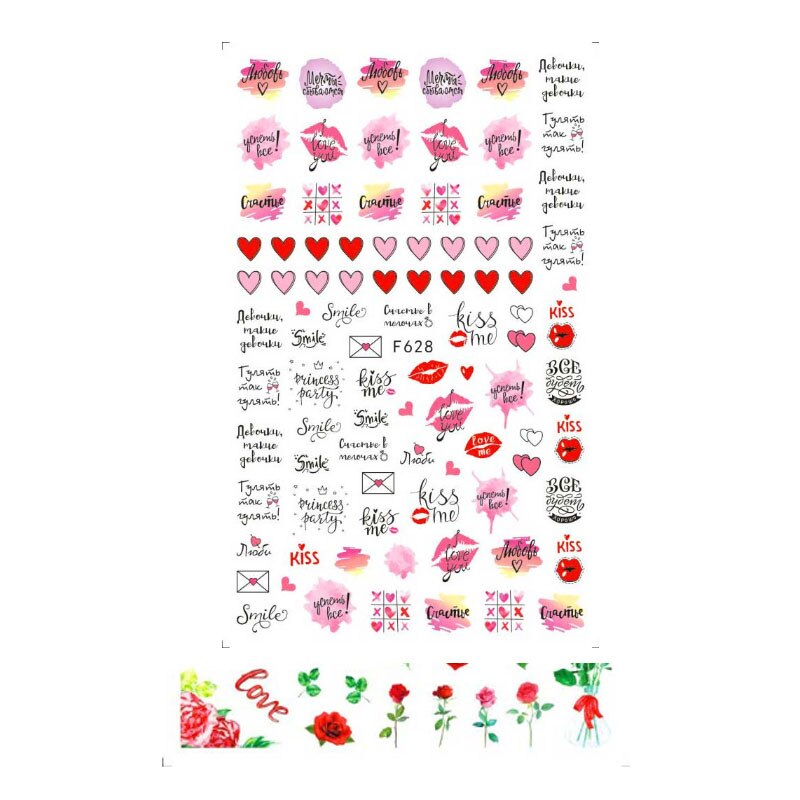 10 Stuks Vlinder Nail Sticker Valentijnsdag Nail Decal Rose Bloem Perzik Hart Vlinder: F628
